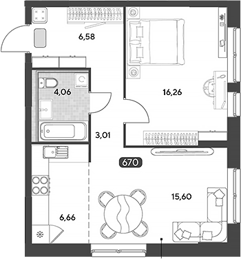 2-комн., 52.17 м², 9/25 этаж, ЖК «Космопарк»