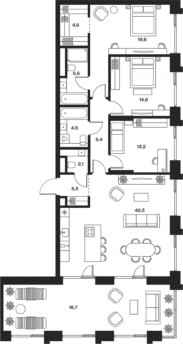 4+ комнаты, 120.5 м², 27/27 этаж, ЖК «СОУЛ»