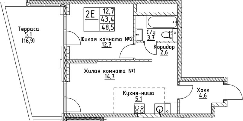 2-комн. ВЭРИ на Миклухо-Маклая