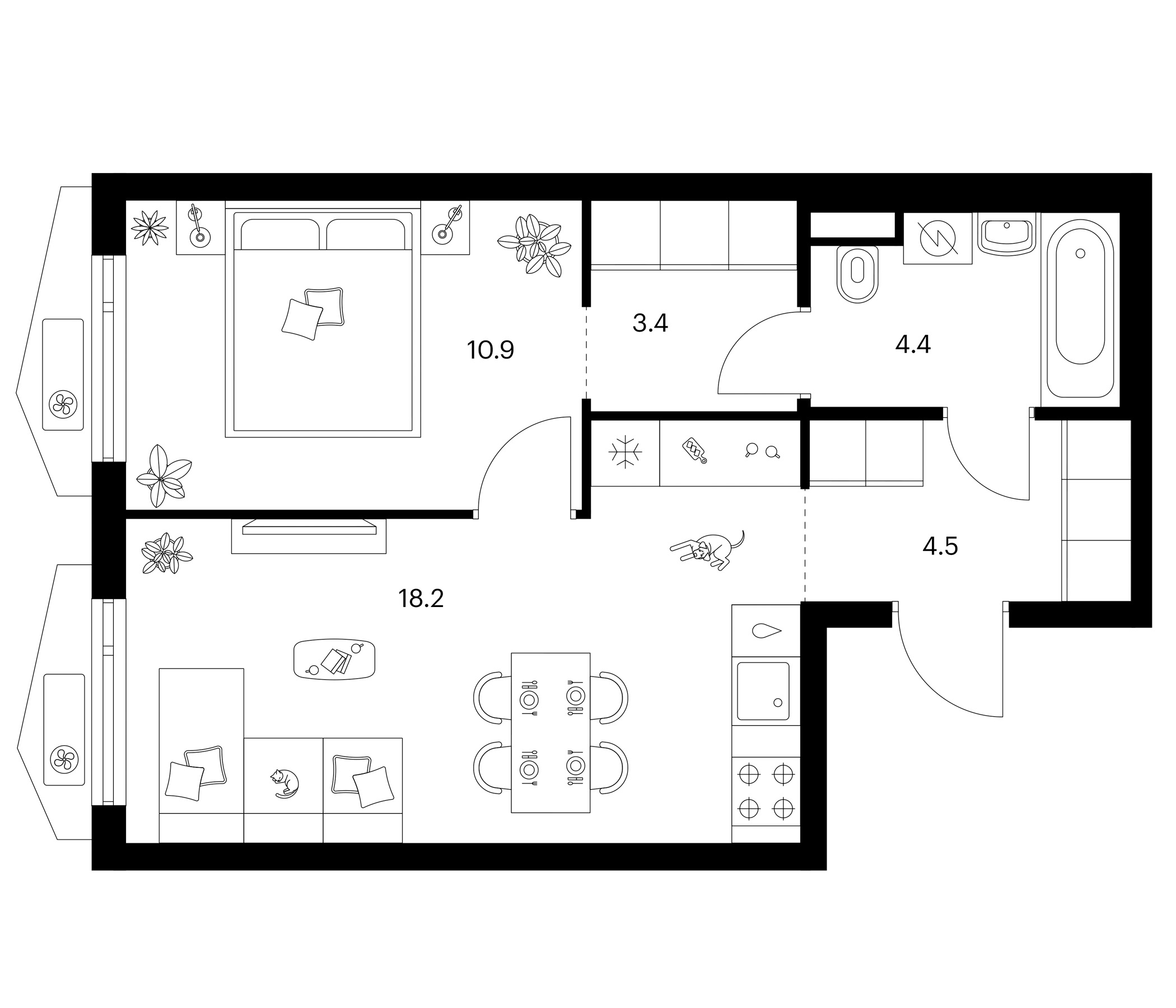 1-комн., 41.4 м², 15/23 этаж, ЖК «Мичуринский парк»