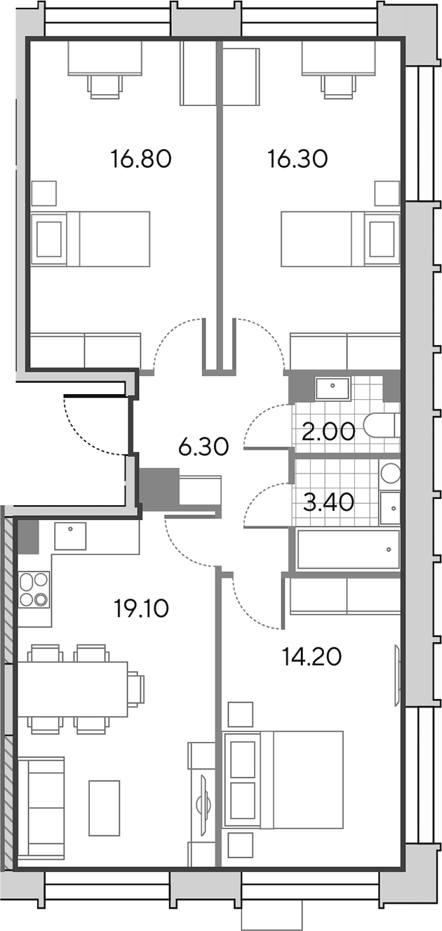 4+ комнаты, 78.1 м², 7/9 этаж, ЖК «Вейв»