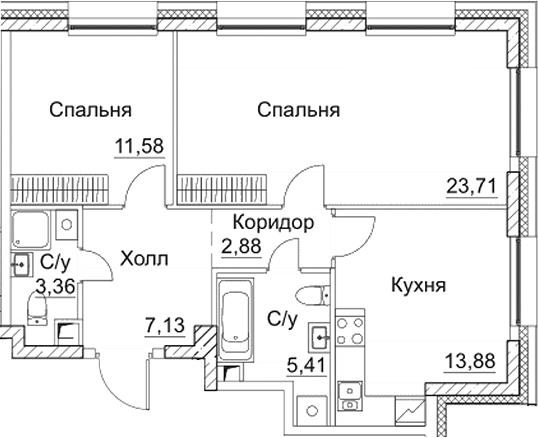 2-комн. СЕЗАР СИТИ