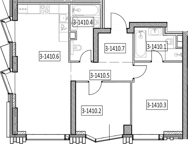 3-комн., 76.4 м², 33/55 этаж, ЖК «Айс Тауэрс»