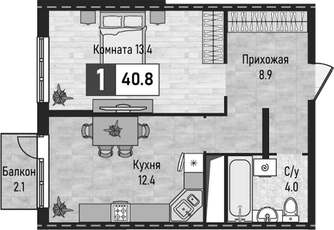 1-комн. Живописный