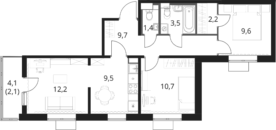 3-комн., 58.8 м², 16/16 этаж, ЖК «1-й Шереметьевский»