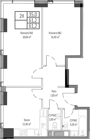 2-комн. Мираполис