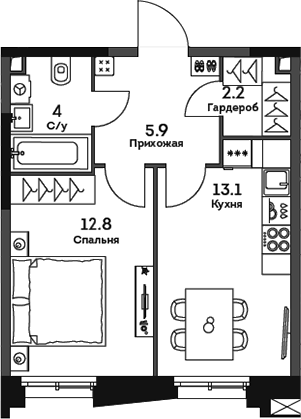 1-комн. ТВЕЛВ