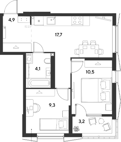 Продается 2-комн. квартира, 46.5 м²