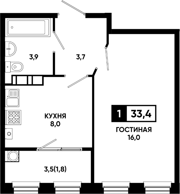 1-комн. Резиденция Софи