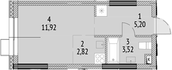 Студия, 23.46 м², 13/21 этаж, ЖК «N'ICE LOFT»