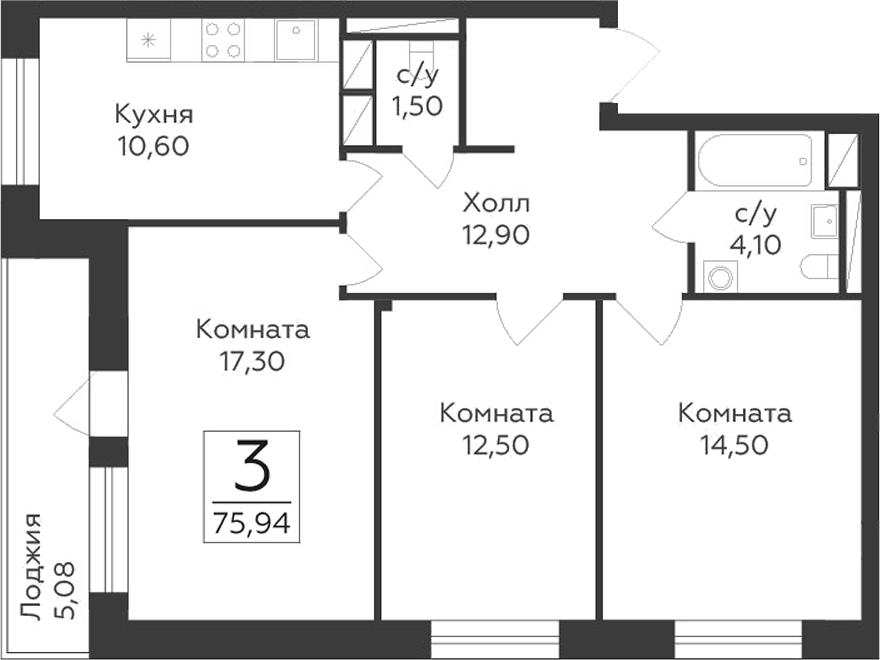 3-комн. Малаховский
