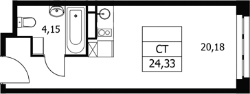 Студия, 24.33 м², 8/21 этаж, ЖК «Волковская 67»