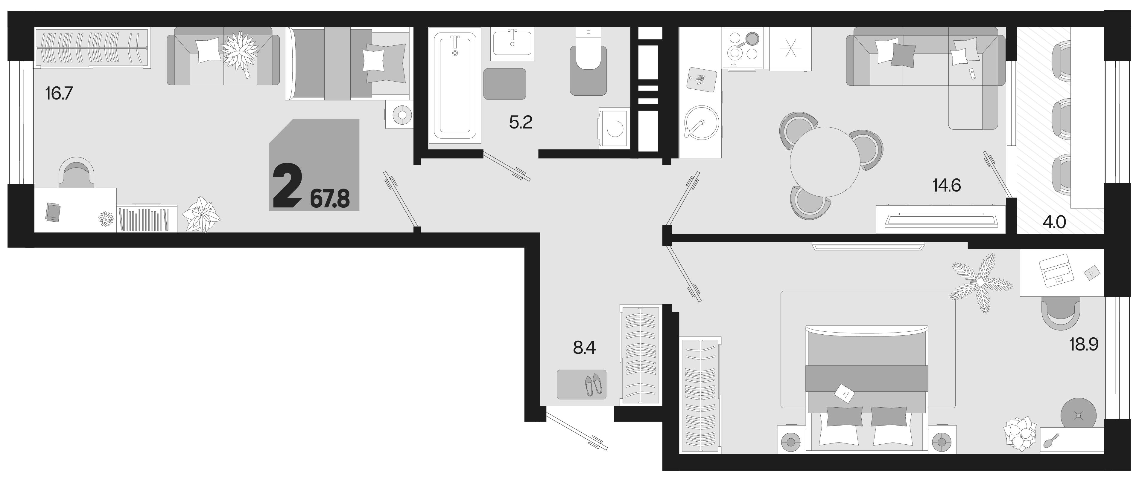 2-комн. квартира, 63.8 м² в ЖК Первое место — фото 2
