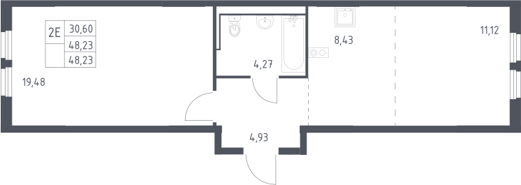 2-комн., 48.23 м², 17/17 этаж, ЖК «Пригород Лесное»
