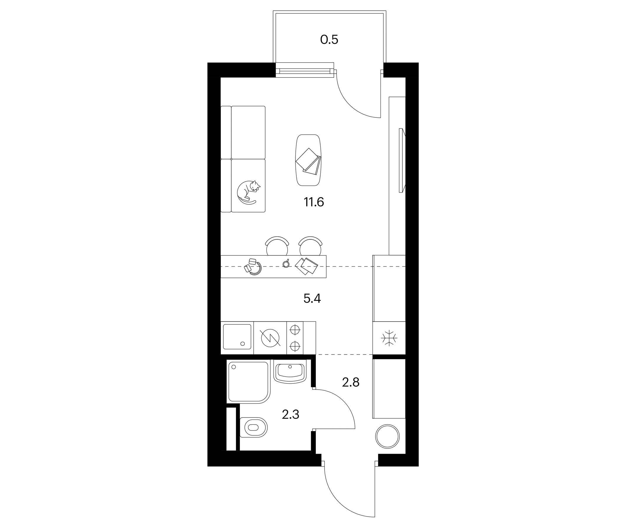 Студия, 22.1 м², 8/20 этаж, ЖК «Белая Дача парк»