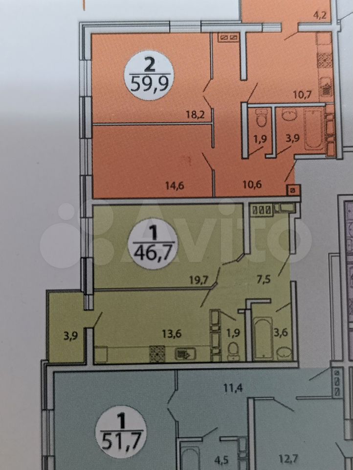 1-комн. квартира, 48.7 м² — фото 2