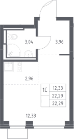 Студия, 22.29 м², 3/12 этаж, ЖК «Богдановский лес»