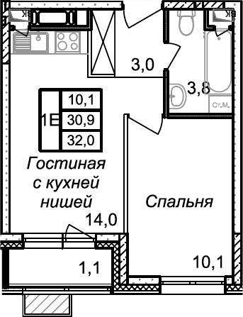 2-комн. Квартал Светлый