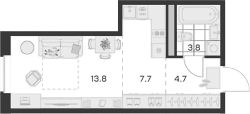 Студия, 30 м², 1/4 этаж, ЖК «Михалевич»