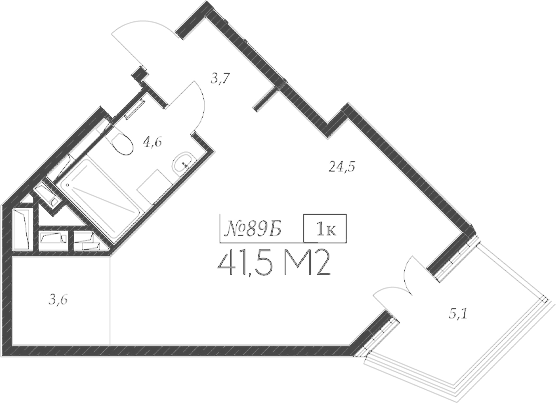 Студия квартира, 36.4 м² в ЖК Морелло — фото 2