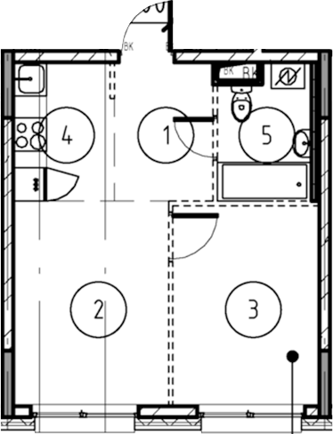 1-комн., 32.6 м², 2/17 этаж, ЖК «Форевиль»