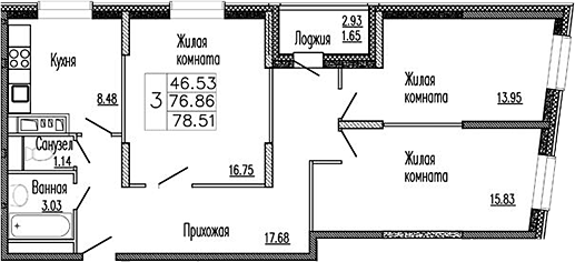 3-комн. Клевер