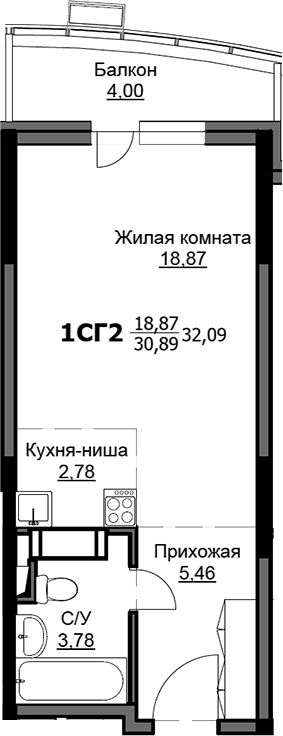 Студия, 30.87 м², 17/17 этаж, ЖК «Соболевка»
