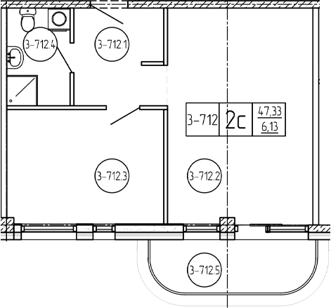 Квартира квартира, 47.7 м² в ЖК Лучи — фото 2