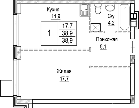 1-комн. Лесная Отрада