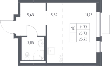 Студия, 25.73 м², 12/13 этаж, ЖК «Новое Видное»
