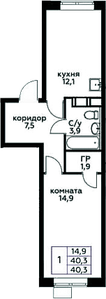 1-комн. Цветочные Поляны