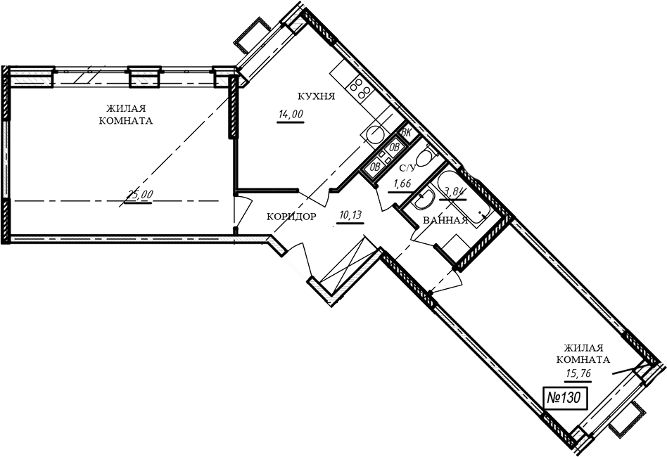 2-комн., 70.4 м², 11/16 этаж, ЖК «Краснофлотский»