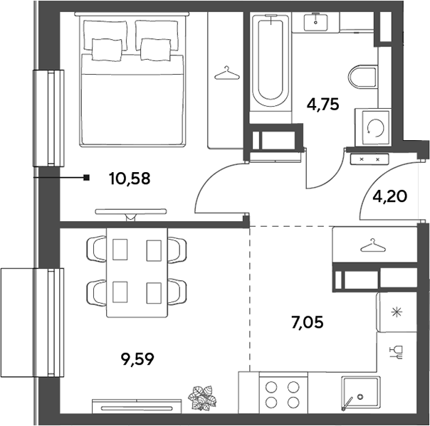 2-комн., 36.17 м², 3/12 этаж, ЖК «Публицист»