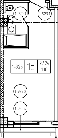 Студия, 29 м², 8/9 этаж, ЖК «Лучи»