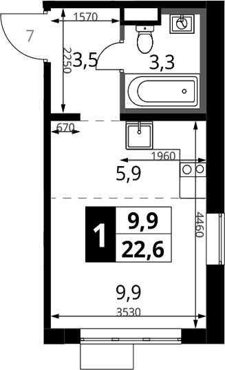 Студия, 22.6 м², 17/17 этаж, ЖК «1-й Химкинский»