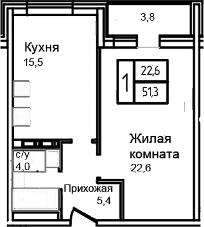 2-комн., 47.5 м², 10/12 этаж, ЖК «Троицкий»