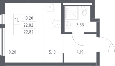 Студия, 22.82 м², 14/17 этаж, ЖК «Горки Парк»