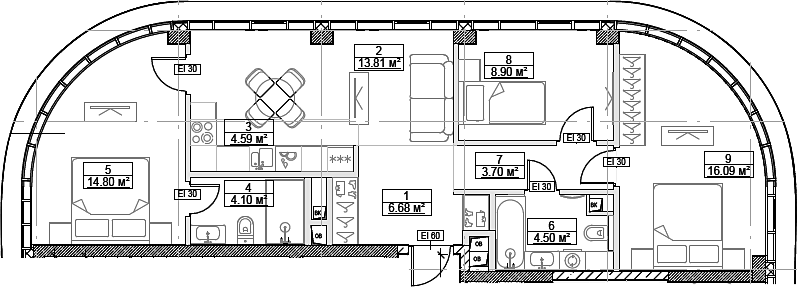 4+ комнаты, 77.17 м², 39/49 этаж, ЖК «Сити Бэй»