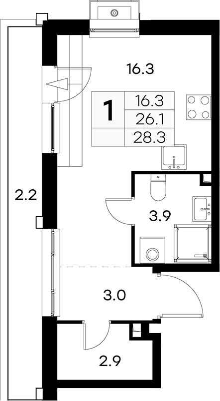 Студия, 26.1 м², 20/23 этаж, ЖК «Куркино 15»