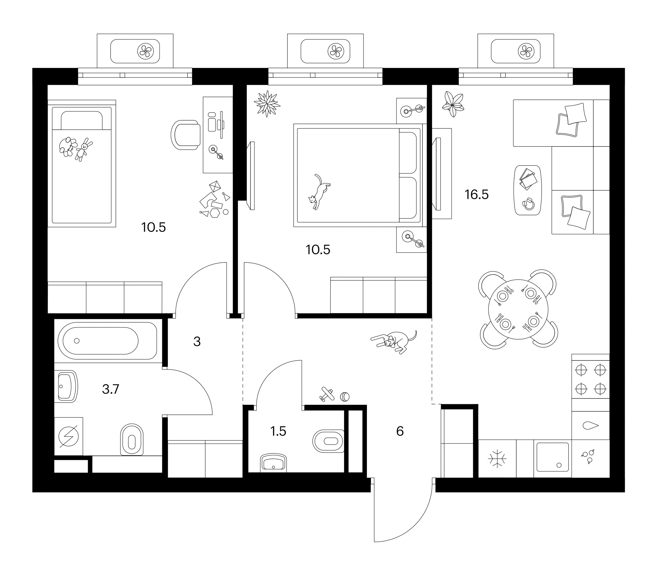 2-комн., 51.7 м², 4/25 этаж, ЖК «Белая Дача парк»