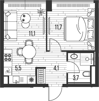 2-комн., 36.1 м², 15/39 этаж, ЖК «HIGH LIFE»