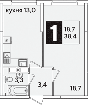 1-комн. квартира, 38.4 м² в ЖК Самолет — фото 2