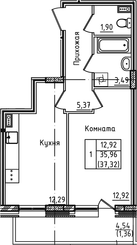 1-комн. Зеленый город