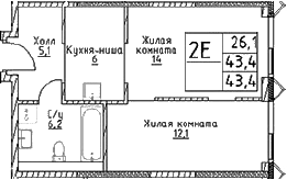 2-комн. Наметкин Тауэр