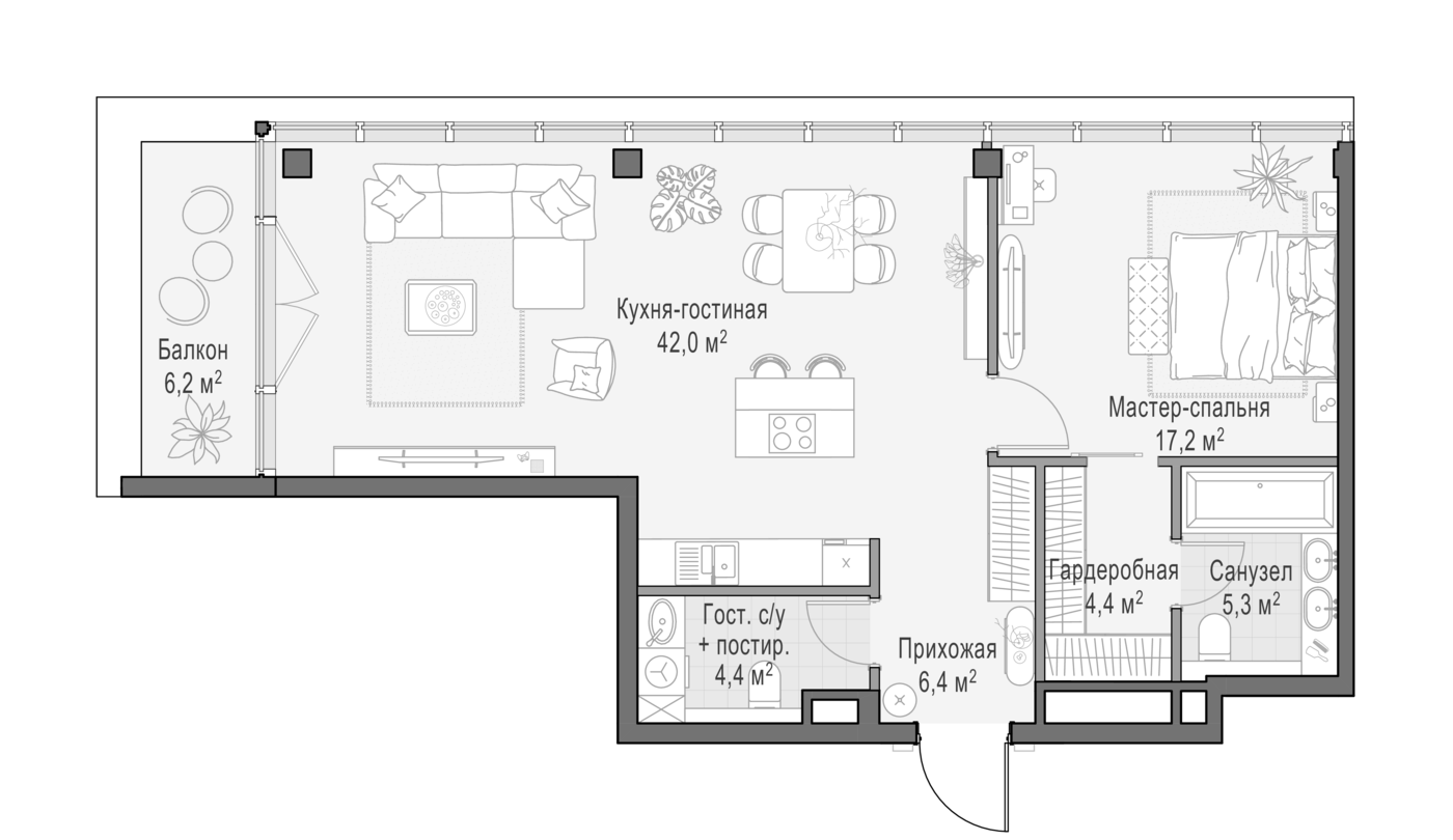 2-комн. Клубный квартал Фрунзенский