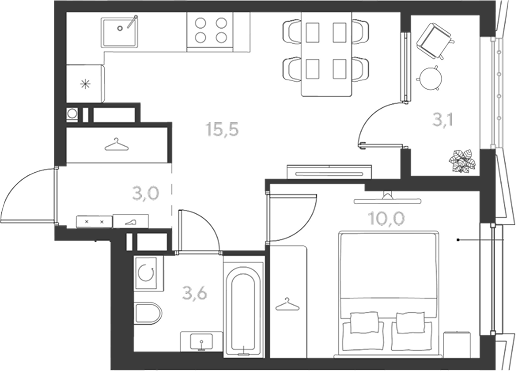 Продается 1-комн. квартира, 32.1 м²