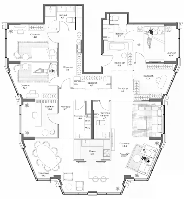 4+ комнаты, 173 м², 18/24 этаж, ЖК «Дрим Рива»