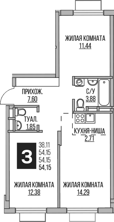 3-комн. Гранель Аникеевский