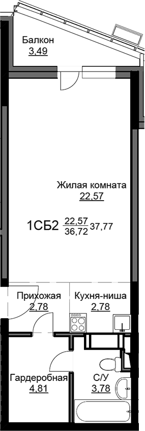 Студия, 37.05 м², 12/17 этаж, ЖК «Соболевка»