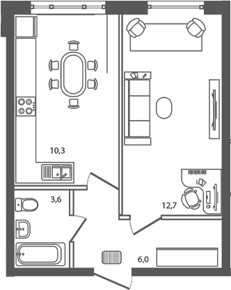 1-комн. квартира, 32.6 м² в ЖК Сиреневый бульвар — фото 2